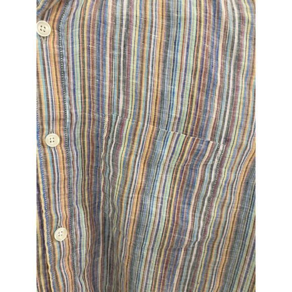 Men's 32 Bar Blues Long Sleeve Shirt Linen Colorful Striped Size Large - Picture 3 of 7